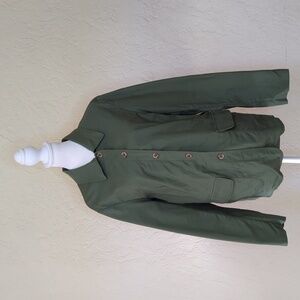 Charter Club Olive Green Cotton Button Down Utility Shirt Jacket Size 14